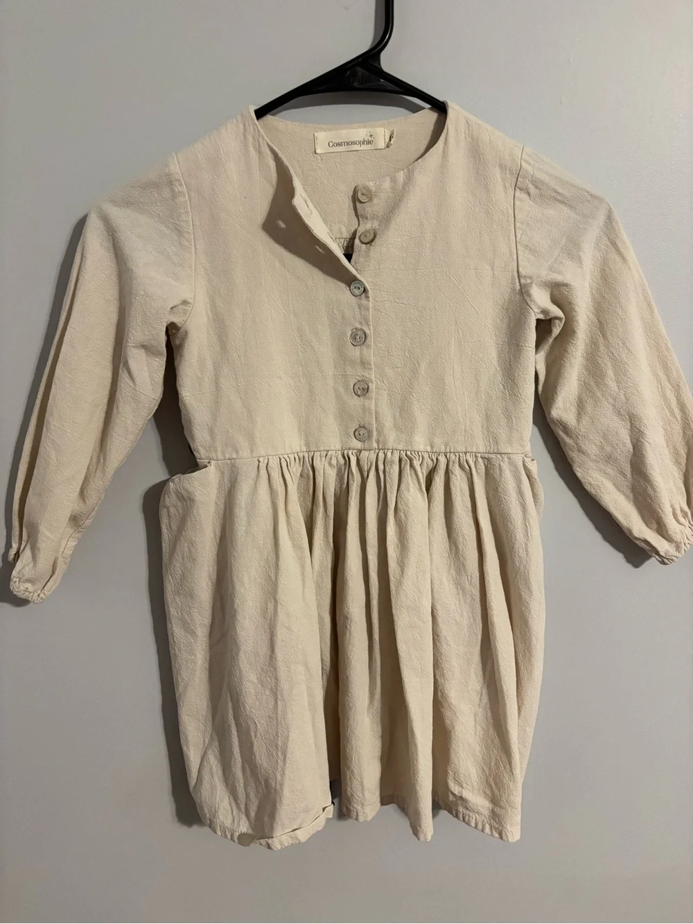 Cream Button-Front Girls Dress by cosmosophie